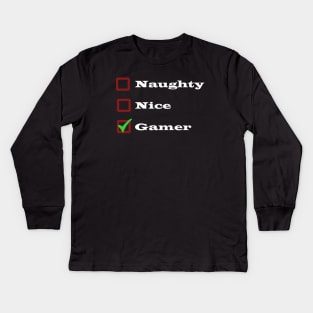 Merry Gamer Christmas - Naughty Nice Gaming Christmas List Kids Long Sleeve T-Shirt